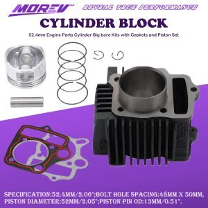 52.4mm Engine Parts Cylinder Big bore Kits with Gaskets and Piston Set for 4 Stroke Chinese TaoTao Coolster ATV 110cc Pit Quad Dirt Bike Go Kart Cylinder with Piston Ring Kit