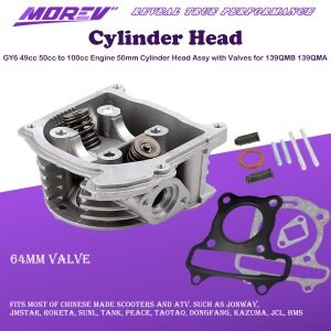 GY6 49cc 50cc to 100cc Scooter Engine 50mm Cylinder Head Assy with Valves Set for 139QMB 139QMA