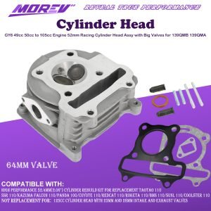 1.This Cylinder Head Will Replace The EGR Head as long as You Have The Correct Valve Cover 2.Replacement for GY6 49cc 50cc to 105cc 4 Stroke Engine 139QMB and 1P39QMB 64mm Valves Cylinder Head GY6 49cc 50cc to 105cc Engine 52mm Racing Cylinder Head Assy with Big Valves for 139QMB 139QMA Chinese Scooter Moped ATV Go Kart Quad (Non EGR, 23mm Big Valve Type)