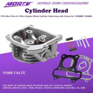 GY6 49cc 50cc to 100cc Scooter Engine 50mm Cylinder Head Assy with Valves Set for 139QMB 139QMA